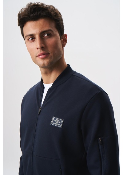 AR-MA Arma Erkek Slim Fit Scuba Su Geçirmeyen Kumaş Basic Kol Cepli Tam Fermuar Kolej Yaka Sweatshirt K28324988301 c Çok Renkli