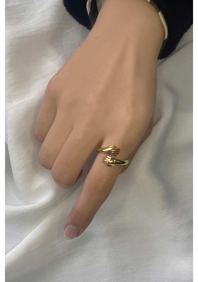 Altın Kalitesi Sarılan Eller Kadın Yüzük Sevgiliye Eşe Arkadaşa Hediye Bby02y Sarı