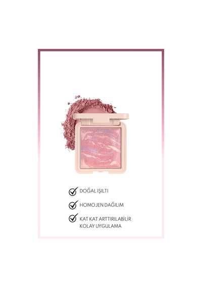 Note Cosmetique Marble Baked Blusher Fırınlanmış Allık & Aydınlatıcı - 03 Pink Aura