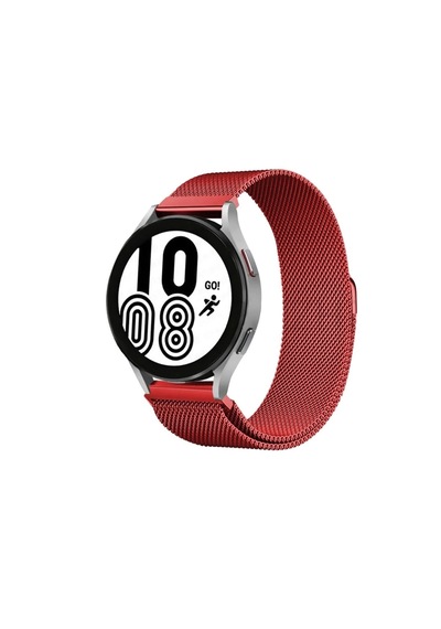 Mey İthalat Samsung Galaxy Watch 4 Metal Mıknatıslı Kordon - Kırmızı