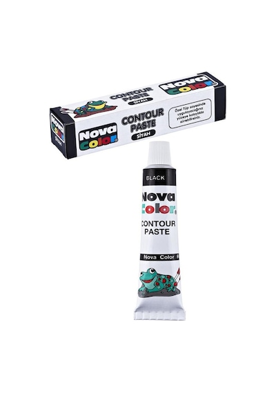 Siyah Kontür Boyası 25 ML 2 Adet Cam Vitray Boyası Kontur Siyah Vitray Çalışması