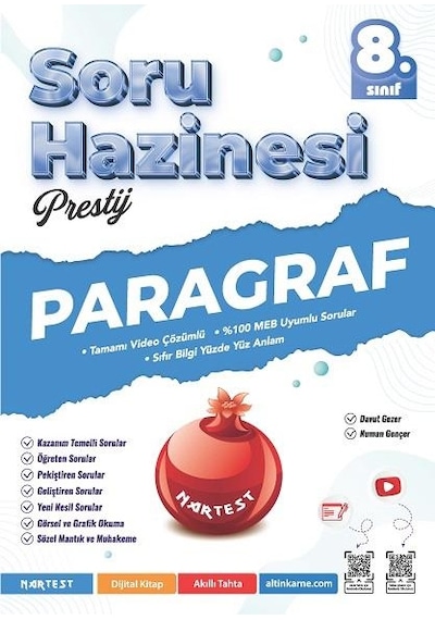 Nartest Yayınları 8.sınıf Paragraf Soru Hazinesi Ve Ders Kafası 8.sınıf Paragraf Soru Bankası Seti 2 Kitap