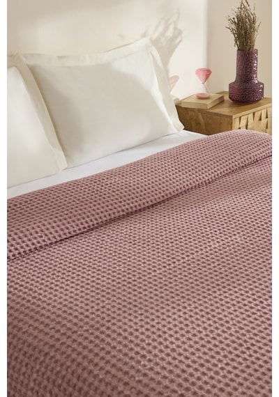 Karaca Home Mady %100 Cotton Waffle Çift Kişilik Tek Pike Pembe Pembe