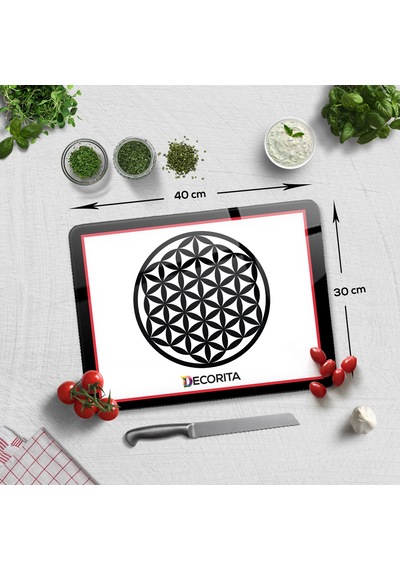 Decorita Cam Kesme Tahtası Cam Kesme Tablası Decorita Logolu Kırmızı - Siyah 30 x 40 CM