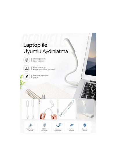 Esnek Usb Led Lamba Powerbank Laptop Ve Pc İçin Taşınabilir Gece Lambası Ve Kitap Okuma Işığı 5 Farklı Renk Seçeneği Mavi Kırmızı Turuncu Beyaz Yeşil