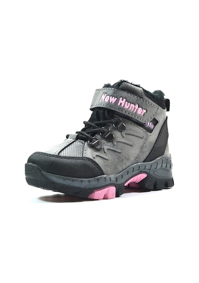 New Hunter Gri - Pembe Cırtlı Içi Polar Outdoor Kız Çocuk Bot Gri