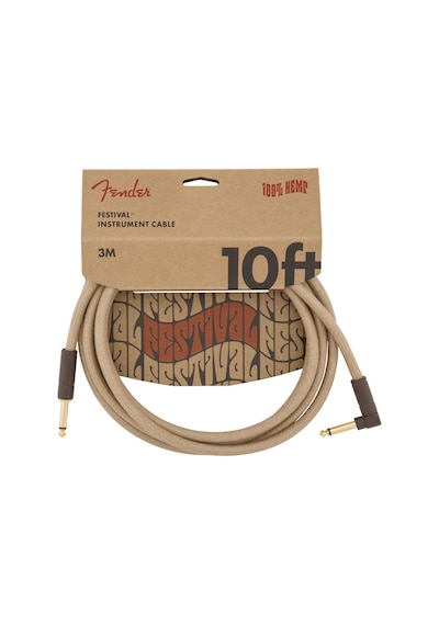 Fender 10 Angled Festival Instrument Cable Pure Hemp Natural Kab