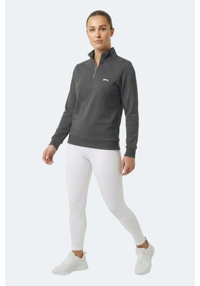 Slazenger Maxıs I Kadın Dik Yaka Fermuarlı Gri Sweatshırt Gri