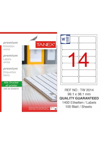 Tanex Lazer Etiket Tw-2014 99.1 X 38.1 MM