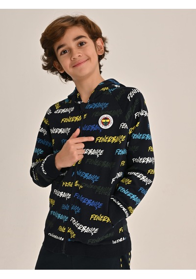 Fenerbahçe Lacivert Tribün Pattern Çocuk Sweatshirt Fb Laci Yeni