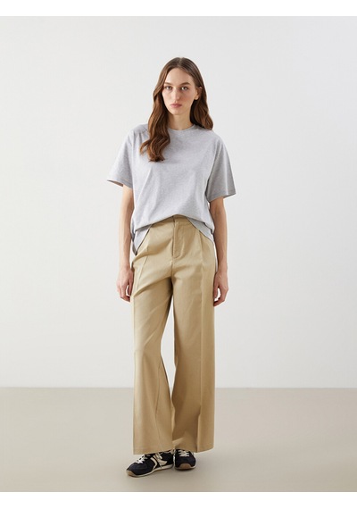 Lcw Modest Gri Bisiklet Yaka Oversize Kadın Tunik