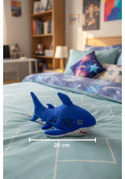 Müzikli Baby Shark Peluş Oyuncak 20 Cm - Şarkı Söyleyen Yumuşak Uyku Arkadaşı Lacivert