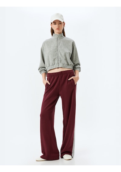 Koton Rahat Kalıp Dik Yaka Crop Fermuarlı Sweatshirt Gri 5sak10051ek Gri