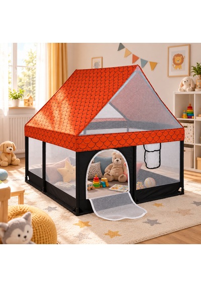 Missidea Siyah Çatılı Kare Bebek Ve Çocuk Oyun Alanı 120x120 Cm