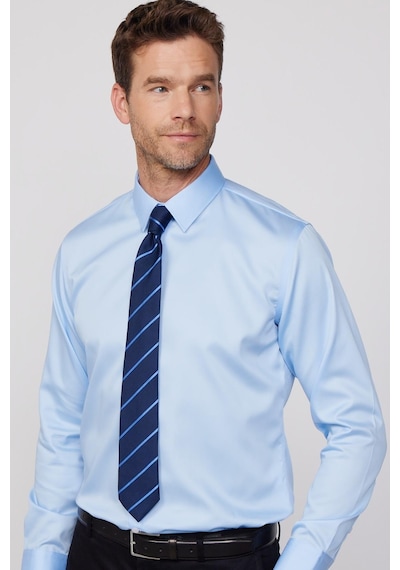 Tudors Slim Fit Non Iron Mavi Erkek Gömlek-29752-mavi Mavi