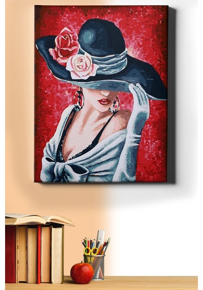 Webstyle Sayılarla Boyama Seti Kasnaklı Gül Şapkalı Kadın 60 X 75 Cm