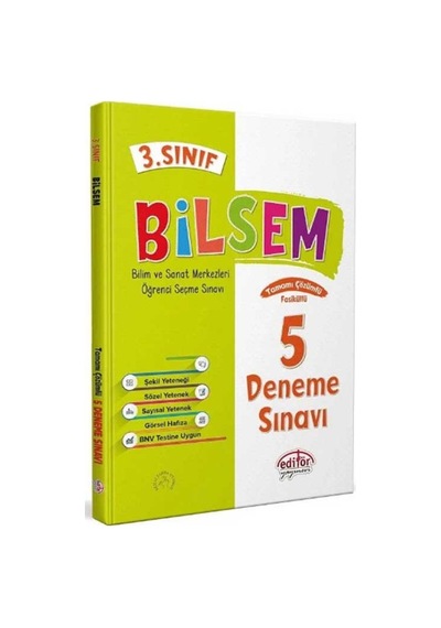 3.Sınıf Bilsem Tamamı Çözümlü 5 Fasikül Deneme Sınavı -  Editör