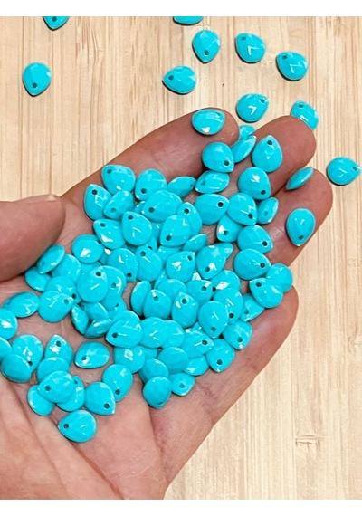 Turkuaz Oya, Abiye, Havlu, Takı, Örgü Vb. Plastik Gözyaşı Damla Boncuk. 25gr. Tahmini 190 Adet.