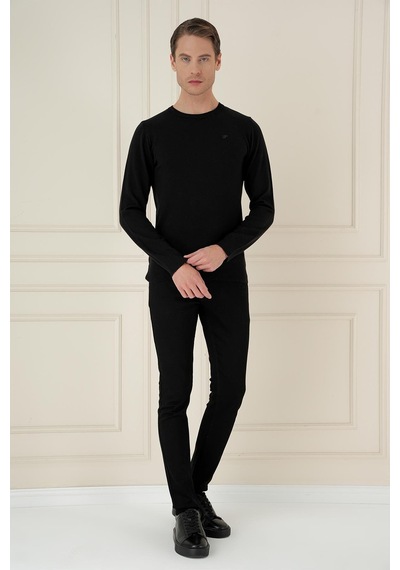 Efor Tr 875 Slim Fit Siyah Klasik Triko Siyah