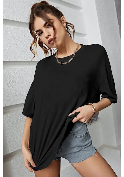 Unisex Sırt Kral Kelebek Baskılı T-shirt Siyah