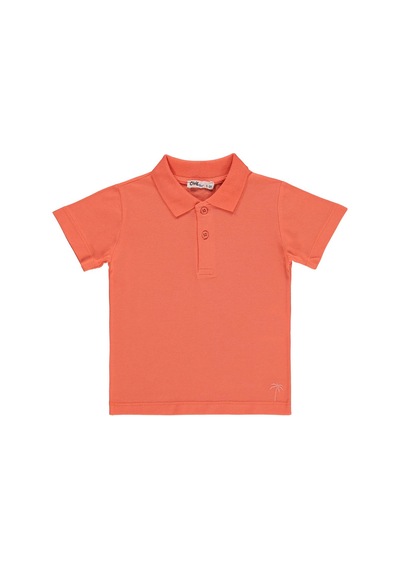 Civil Boys Erkek Çocuk Palmiye Nakışlı Polo Yaka 2-5 Yaş Tişört - Pembe Yavruağzı