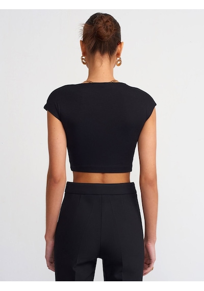 Dilvin Kadın Pamuk Ve Modal Karışımlı Crop Top T-shirt - 30528 001
