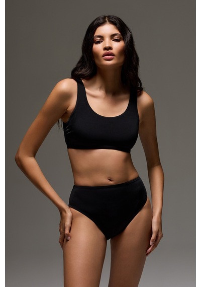 Los Ojos Siyah Kare Yaka Spor Bikini Üstü Sporty Top Siyah