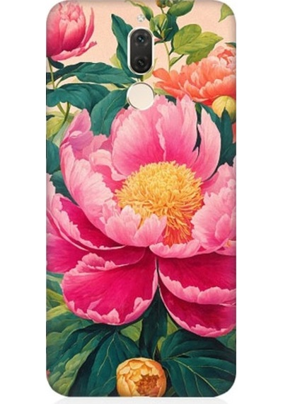 Huawei Mate 10 Lite Uyumlu Pembe Çiçekler Desenli Silikon Kılıf