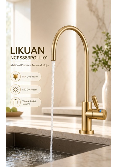 Ncps883cp-l Led Göstergeli Krom Arıtma Musluğu Premium Ro Musluk Altın