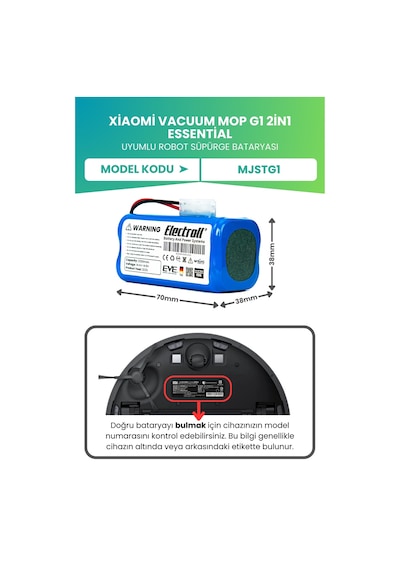 Xiaomi Mi Vacuum Mop G1 2in1 Essential Msjtg1 3.200mah Batarya
