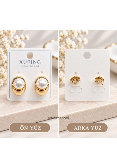 Melekcehobi Kadın Gold Incili Vintage Bombeli Küpe - Xuping Vıp Serisi Altın Kaplama Incili Küpe
