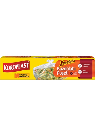 Koroplast Extra Büyük Buzdolabı Poşeti 15'li 4 Adet Çok Renkli