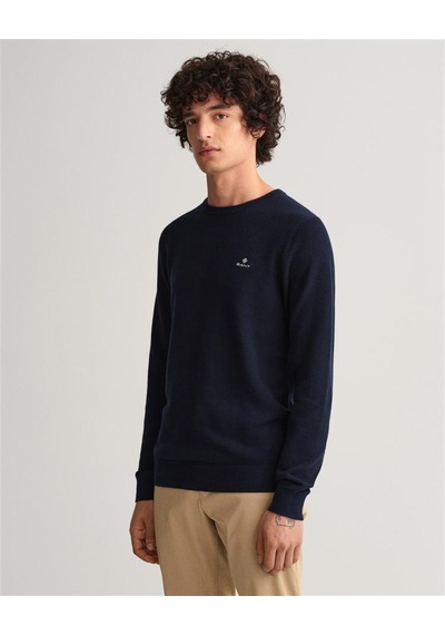 Gant Erkek Lacivert Regular Fit Bisiklet Yaka Kazak Lacivert