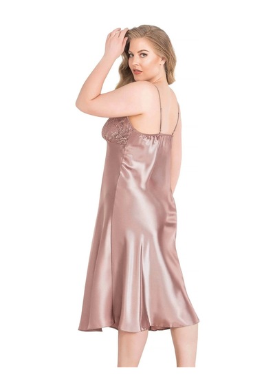 Aria's Closet Arias Closet Büyük Beden Vizon Uzun Saten Gecelik Vizon