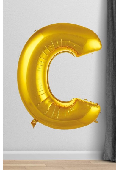 C Harfi Folyo Balon Gold 100 Cm 40 Inç 1 Metre Altın Çok Renkli