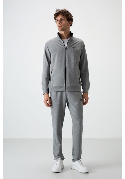 Tommy Life Troy Gri Melanj Standart Kalıp Erkek Eşofman Takım - 85196 GRİ MELANJ