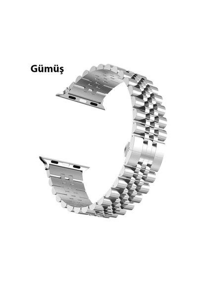 Ally Apple Watch 7-8 41mm 6-5-4 40mm Kayış Kordon Paslanmaz Çelik 3-2-1 38mm- 5775