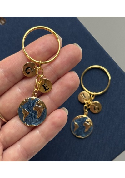 O Benim Dünyam Anahtarlık - Gold 2 Harfli Kişiselleştirilebilir