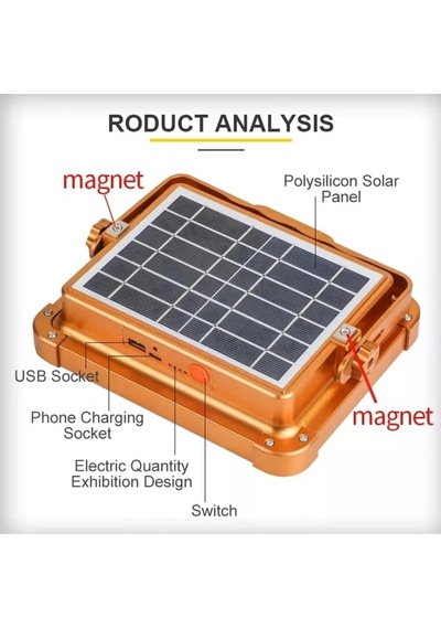 Ycl Ysp-2000 Taşınabilir Seyyar Usb Şarjlı 200w Güneş Enerjili Led Projektör Modlu Işık