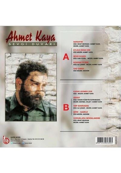 Ahmet Kaya Sevgi Duvarı Kırmızı Mermer Desenli Plak Lp