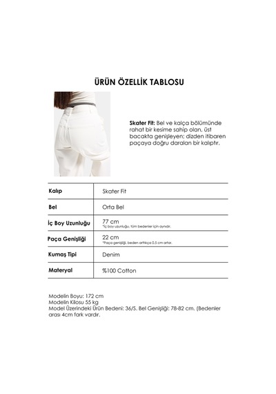 Itsbasic Kadın Kırık Beyaz 7s6-101 Skater Fit Bol Kesim Denim Jean