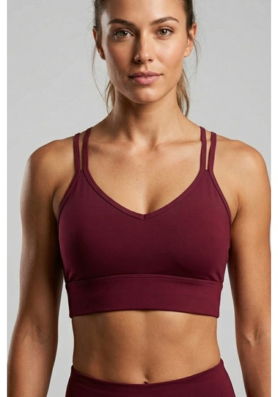 Aura Collections Çapraz İp Askılı Çıkarılabilir Pedli Sporcu Sütyeni Bralette Bordo