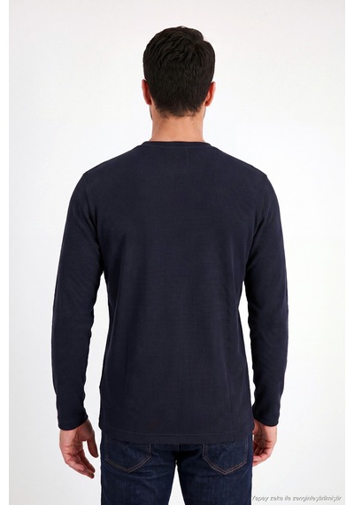 Buratti Pamuk Karışımlı Relaxed Fit Bisiklet Yaka Kazak Erkek Sweat 5905837 Lacivert