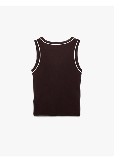 Koton Renk Kontrastlı Kolsuz U Yaka Triko Atlet Bordo 6wak30012ht Bordo