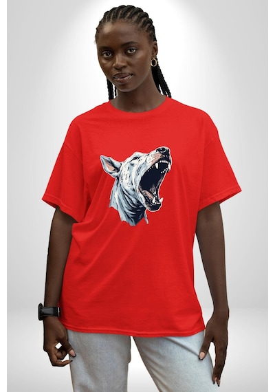 Bull Terier Köpek Havlama Pamuklu Bisiklet Yaka Unisex Oversize Boyfriend Dijital Baskılı Kırmızı T-shirt Kırmızı Bull Terier Köpek Havlama Pamuklu Bisiklet Yaka Unisex Oversize Boyfriend Dijital Baskılı Kırmızı T-shirt Kırmızı