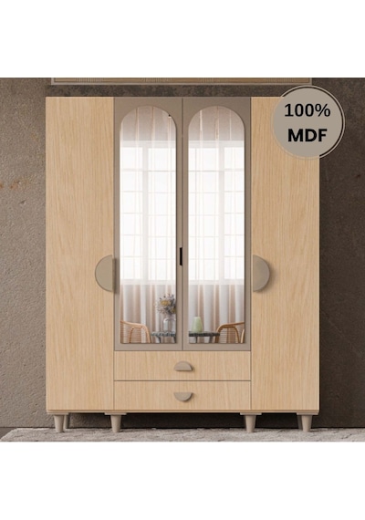 Ladin 4 Kapak Mdf Ayaklı Tasarım Gardırop Rota