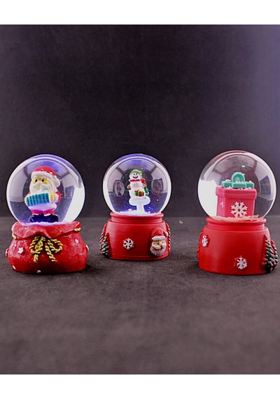 3 Adet Yeni Yıl Noel Hediyesi Temalı Mini Boy Işıklı Kar Küresi