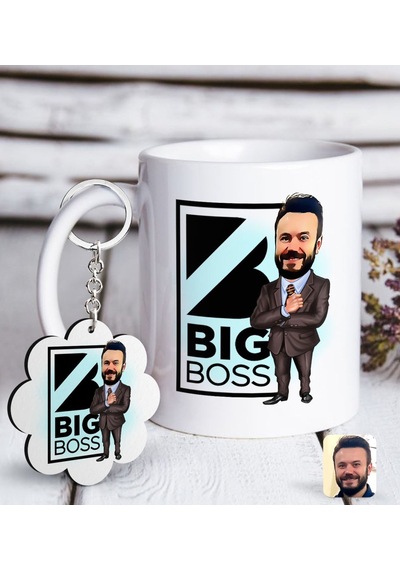 Kişiye Özel Erkek Big Boss Karikatürlü Beyaz Kupa Ve Anahtarlık H N11.16271