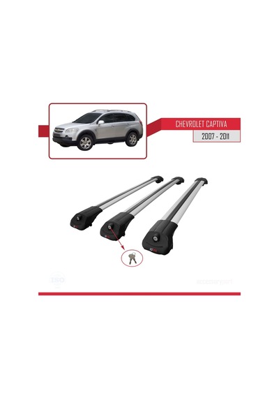 Chevrolet Captiva 2007-2011 Arası İle Uyumlu Ace-1 Ara Atkı Tavan Barı Gri 3 Adet Bar