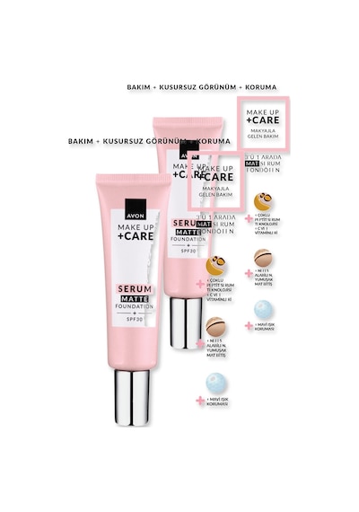 Avon Make Up + Care Serum Matte Fondöten Spf30 - 330p İkili Set